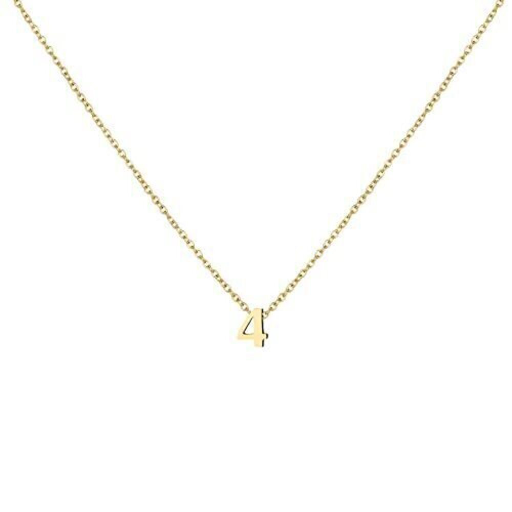 8503 18K Gold Plated Number Necklace Dainty Charm 4 Pendant Choker Necklace